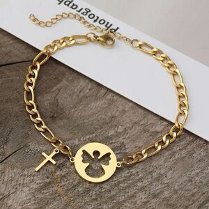 Gold Stainless Steel Angel Bracelet